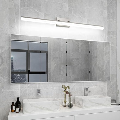 48 inch Bathroom Vanity Light, LED Modern Bathroom Light Fixtures Over Mirror, Dimmable 46W 5000K Cool White Vanity Lighting Fixture, Brushed Nickel Adjustable Vanity Light Bar-UL Certified