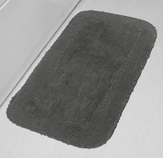 Home Weavers Radiant Collection 100% Cotton Bathroom Rugs Set, Machine Washable Rug, Extra Soft and Absorbent Bath Rug, Kitchen Mat, Bath Mat Set, Bath Floor Mat Non Slip, 24"x40" Rectangle, Gray