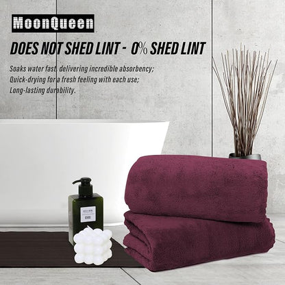 MOONQUEEN 6 Pack Premium Bath Towel Set - Quick Drying - Microfiber Coral Velvet Highly Absorbent Towels - Multipurpose Use as Bath Fitness, Bathroom, Shower, Sports, Yoga Towel (Burgundy)