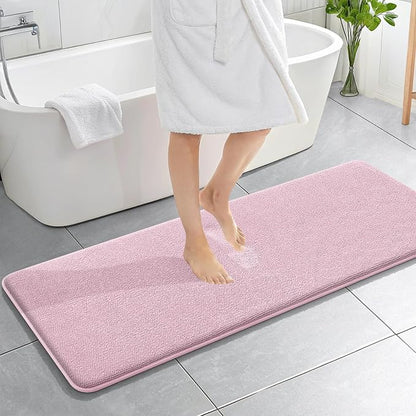 OLANLY Memory Foam Bathroom Runner Rugs 59x20, Long Bath Mats, Dusty Rose | Soft Quick Dry Bath Rugs, Non-Slip, Absorbent Machine Washable Mat for Bathroom Floor, Tub and Shower, Home Decor Accessories