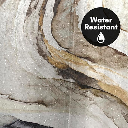 Americanflat 71x74 Marble Shower Curtain - Water-Resistant Long Shower Curtain with Durable Metal Grommets and 12 Hooks - 100% Polyester - Taupe, Beige, Gold, Charcoal and White