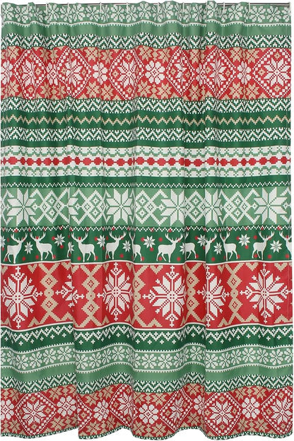 Greenland Home Fashions Fabric Sensations Shower Curtain, Stylish Bathroom Decor, Machine Washable, 72 inches x 72 inches, Fair Isle