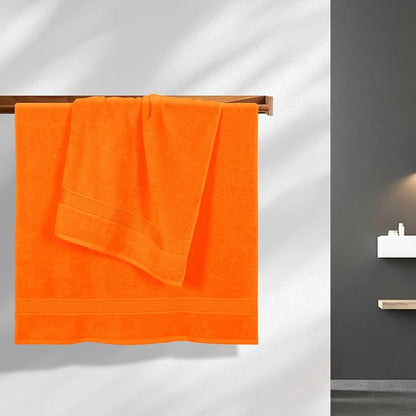 Cotton 2 Pack Oversized Bath Towel Set 28x55 inches, Large Bath Towels, Ultra Absorbant Compact Quickdry & Lightweight Towel, Ideal for Gym Travel Camp Pool - Orange