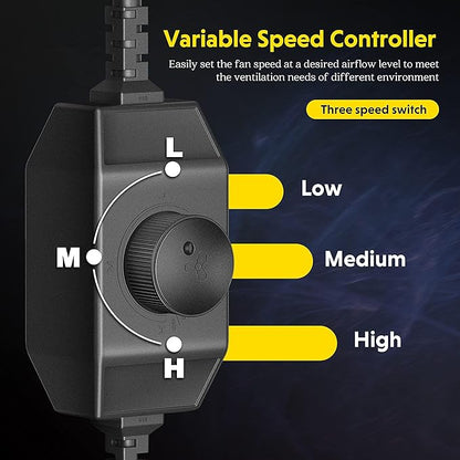 iPower 4 Inch 200 CFM Exhaust Inline Duct Fan with Variable Speed Controller HVAC Ventilation Blower for Grow Tents Garden