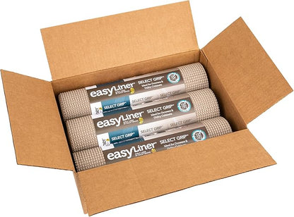 EasyLiner Select Grip Shelf Liner - Easy to Install & Cut to Fit - Non Slip, Non Adhesive, Drawer Shelf & Cabinet Liner for Kitchen, Bathroom, Pantry Cupboards - 12in. x 10ft. - Beige - 6 Rolls