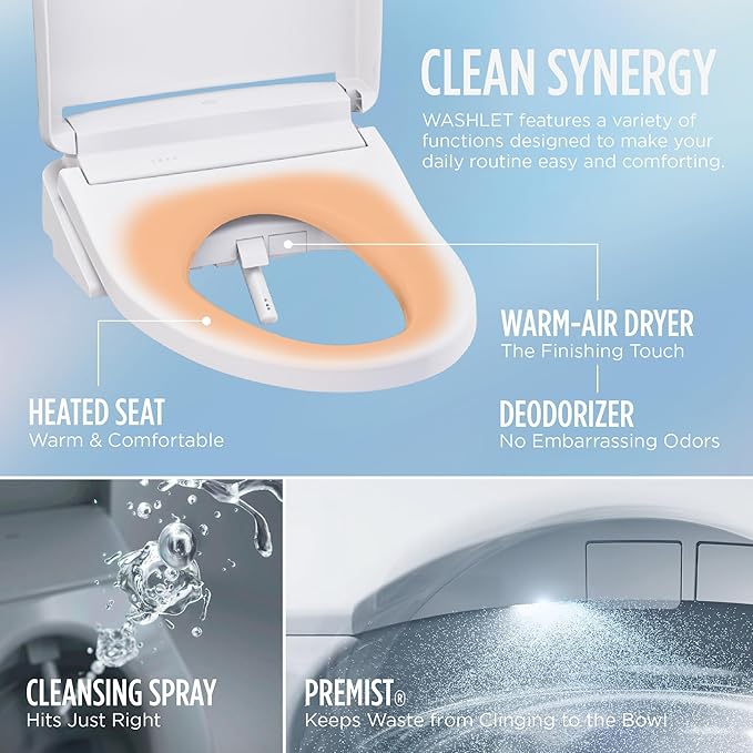 TOTO® WASHLET® KS6 Electronic Bidet Toilet Seat with Instantaneous Water Heating, PREMIST and EWATER+ Wand Cleaning, Elongated, Cotton White - SW3946#01