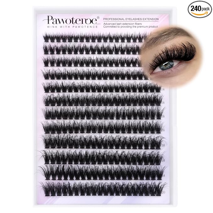 Lash Clusters Full 80D Individual Lashes Cluster Eyelash Extensions 10-20mm Mix Eyelash Clusters 240pcs Lash Extension for Self Application (Mink 80D, 0.07D, 10-20mm)