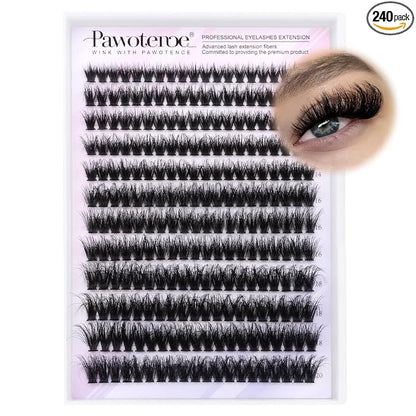 Lash Clusters Full 80D Individual Lashes Cluster Eyelash Extensions 10-20mm Mix Eyelash Clusters 240pcs Lash Extension for Self Application (Mink 80D, 0.07D, 10-20mm)
