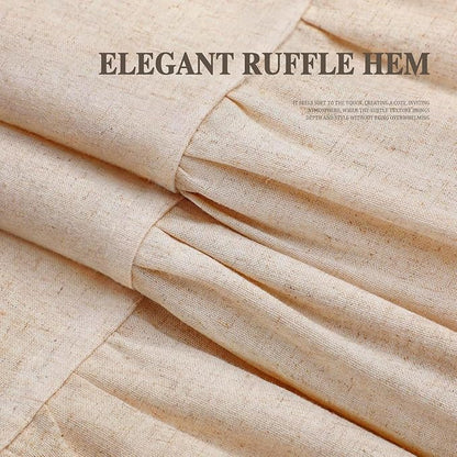 Farmhouse Shower Curtain Ruffle Linen Beige 72" W x 90" L | Linen Fabric, Farmhouse Boho, Bottom Ruffle, Rustic, Country, Natural Look, Washable, Shower Curtain for Bathroom Bathtub