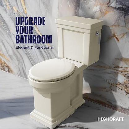 Highcraft B4TSPR Round Plastic Toilet Seat Slow Close ? Easy Remove, Bone