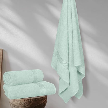 Cotton 2 Pack Oversized Bath Towel Set 28x55 inches, Large Bath Towels, Ultra Absorbant Compact Quickdry & Lightweight Towel, Ideal for Gym Travel Camp Pool - Sea Green