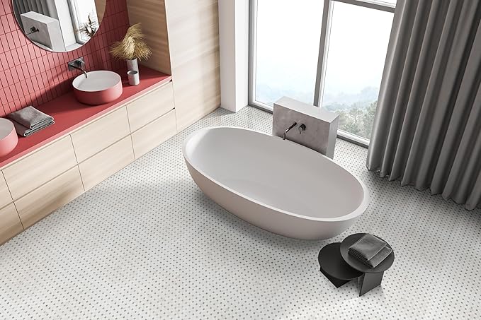MSI Bianco Dolomite Dotty Polished Marble Mesh-Mounted Mosaic Tile for Kitchen Backsplash, Bathroom Wall, Accent Wall, and Shower