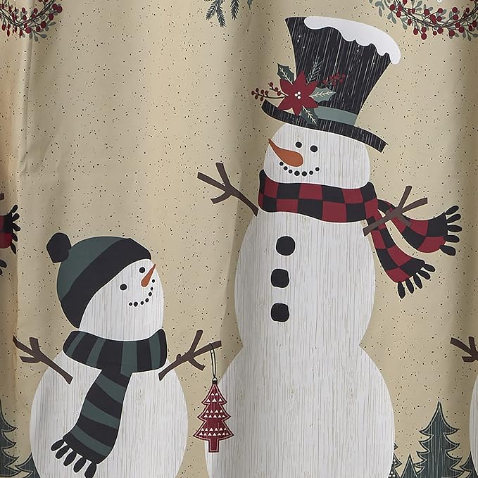 SKL Home Christmas/Winter Rustic Plaid Snowman Shower Curtain, Multi