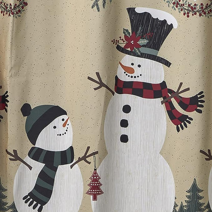 SKL Home Christmas/Winter Rustic Plaid Snowman Shower Curtain, Multi