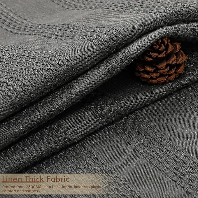 Boho Shower Curtain 72 Inch Long, Modern Farmhouse Rustic Striped Tassel Fabric Shower Curtain for Bathroom, Heavy Duty Vintage Country Bathroom Decoration, 72Wx72L Inches, Charcoal Grey