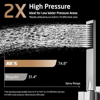 KES Shower Faucet Set 12 Inch Rain Shower Head 3-Function Shower System with Tub Spout Rainfall Shower Head with Handheld Shower, Pressure Balance Valve Brushed Nickel, XB6305F18S12-BN