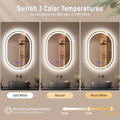 24"x32" LED Bathroom Mirrors with Lights,Anti-Fog, Dimmable,Frameless LED Bathroom Mirror Backlit + Front Lit,Wall Mounted Lighted Bathroom Vanity Mirror