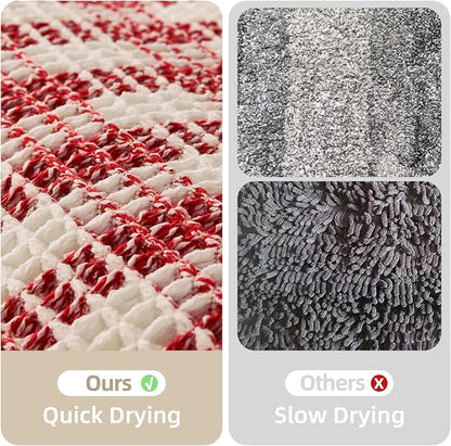 TYUU Small Christmas Bathroom Rug, Cute Waffle Bath Mat, 24x16 Red & White | Super Absorbent Quick Dry Bath Rug, Non-Slip Backing, Soft Waffle Washable Farmhouse Bathroom Mats, Tub, Shower & Home Decor