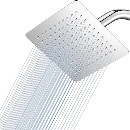 8 Inch Rain Shower Head Chrome Polished - All Metal Stainless Steel 304, Ultra Thin Design, Square Rainfall Showerheads Modern Bathroom - Full Body Coverage Bath Shower