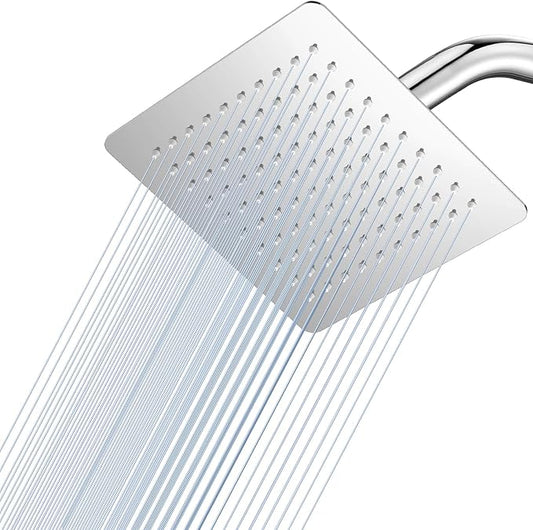8 Inch Rain Shower Head Chrome Polished - All Metal Stainless Steel 304, Ultra Thin Design, Square Rainfall Showerheads Modern Bathroom - Full Body Coverage Bath Shower