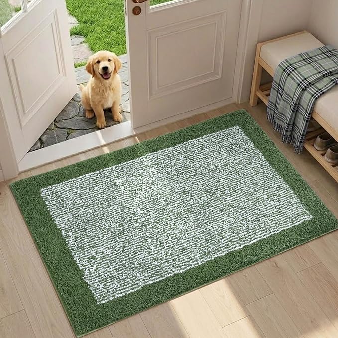 36x24 Large Bathroom Rugs Washable Non Slip, Matcha Green Bath Mat for Bathroom Floor Tub, Soft Absorbent Quick Dry Mats for Shower, Bathtub,Home Decor