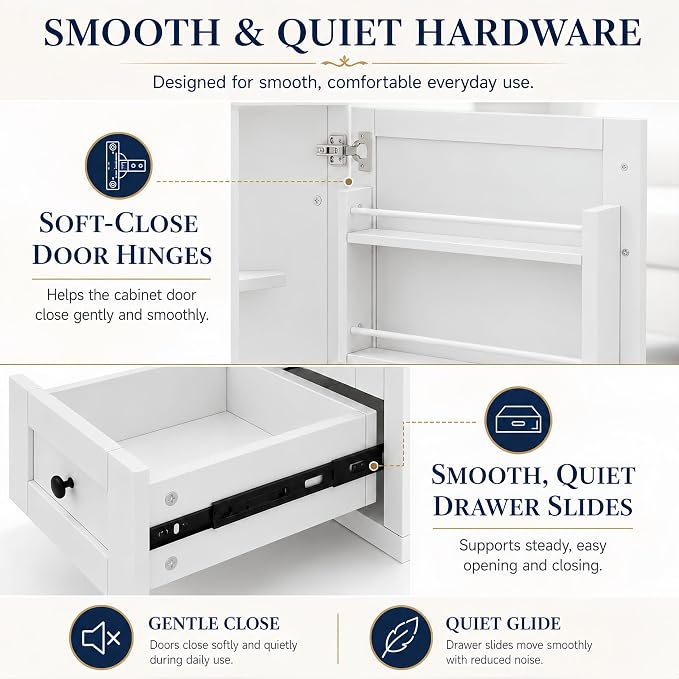 Bellemave 30" Bathroom Vanity with Sink, Bathroom vanities, White Bathroom Vanity with Drawers, Sink Cabinet, White 30"