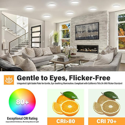 ETL Certified 7 inch Small LED Flush Mount Ceiling Light Dimmable,5000K Daylight Ultra Slim Round Flat Panel Ceiling Light Fixture,Modern Ceiling Lamp for Closet,Kitchen,Bathroom 26Pack(White)