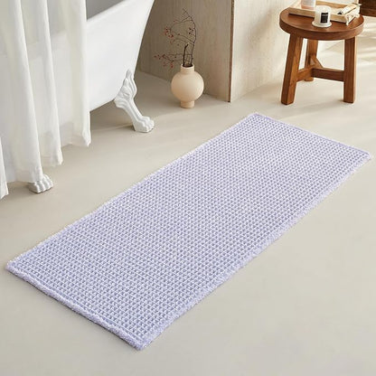 TYUU Waffle Runner Rug Bathroom, Long Cute Bath Mat, 60x24 Lavender Cream | Super Absorbent Quick Dry Bath Rug, Non-Slip Backing, Soft Waffle Washable Farmhouse Bathroom Mats, Tub, Shower & Home Decor