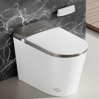 Luxury Smart Toilet with Bidet Built In, Auto Open/Close Lid & Seat, Blackout Flush, Foam Shield, Odor Control, ADA Comfort Height One Piece Elongated Toilet, Tank Built-In, Heated Seat