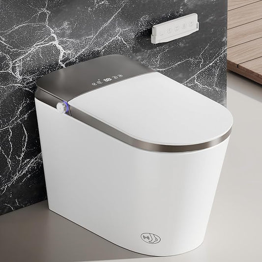 Luxury Smart Toilet with Bidet Built In, Auto Open/Close Lid & Seat, Blackout Flush, Foam Shield, Odor Control, ADA Comfort Height One Piece Elongated Toilet, Tank Built-In, Heated Seat