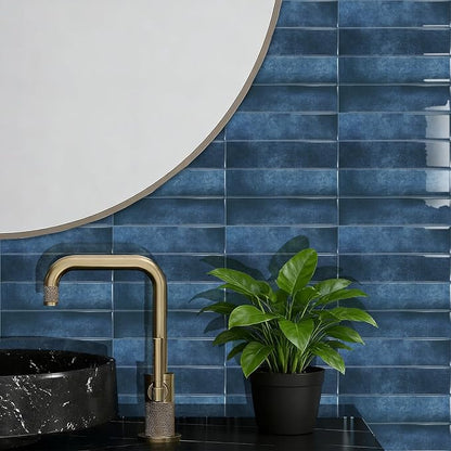 MORCART 2026 New Peel and Stick Backsplash, 10PCS 11.8"x11.8",Deep Sea Blue | 3D Adhesive Waterproof Wall Tiles for Kitchen, Bathroom, Living Room, Laundry Room, Subway Tiles