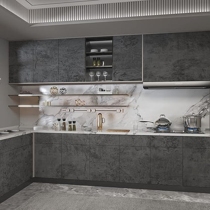 16"×354" Grey Blue Concrete Contact Paper 3D Extra Thick Faux Cement Concrete Wallpaper Peel and Stick Vinyl Textured Removable Adhesive Sticky Wall Tile Sticker for Kitchen Countertop Gym Bathroom