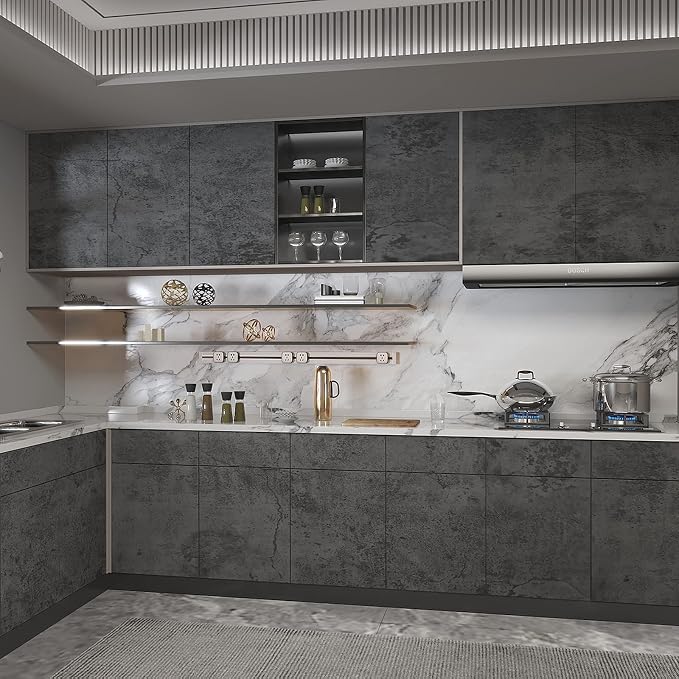 3yecao 48"×79" Wide Thick Dark Blue Grey Cracked Concrete Wallpaper Peel and Stick Waterproof Gray Concrete Contact Paper Vinyl Industrial Cement Wall Sticker for Countertops Desk Kitchen