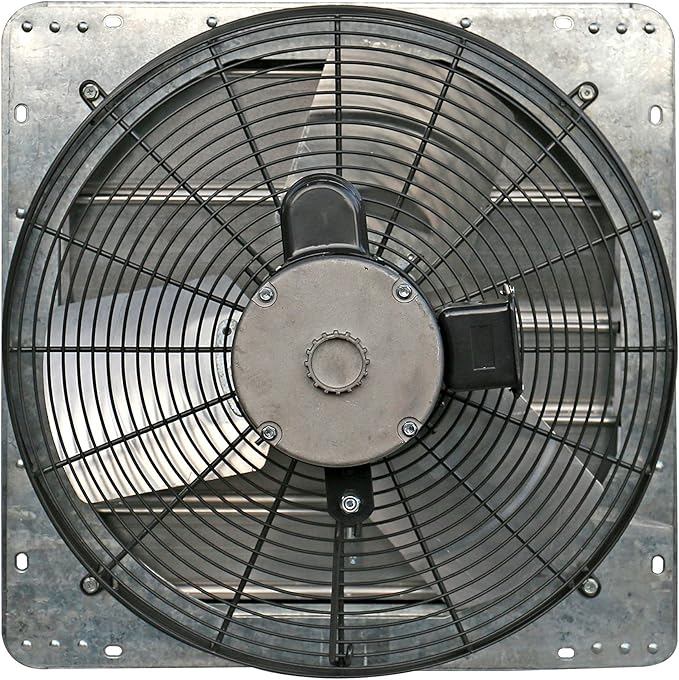 iLiving - 18" Wall Mounted Shutter Exhaust Fan - Automatic Shutter - Single Speed - Vent Fan For Home Attic, Shed, or Garage Ventilation, 3852 CFM, 5800 SQF Coverage Area, Silver (ILG8SF18S)