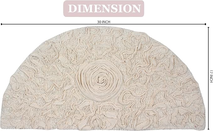 Home Weavers Bell Flower Collection 100% Cotton Tufted Bath Rugs, Extra Soft and Absorbent Bath Rugs, Non-Slip Bath Mats, Machine Washable, Bath Mats for Bathroom Floor, 17"x30" Slice Rug, Ivory
