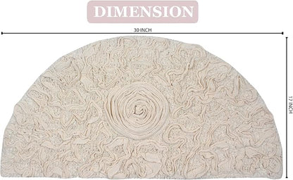 Home Weavers Bell Flower Collection 100% Cotton Tufted Bath Rugs, Extra Soft and Absorbent Bath Rugs, Non-Slip Bath Mats, Machine Washable, Bath Mats for Bathroom Floor, 17"x30" Slice Rug, Ivory