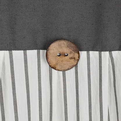 DOSLY Ides Farmhouse Shower Curtain, Beige and Gray Stripe, Button Curtain, Cotton and Cotton Woven Fabric, Rustic Charm Country Chic Style, 72x84 in