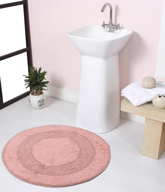 Home Weavers Radiant Collection 100% Cotton Bathroom Rugs Set, Bathroom Décor, Washable Rug, Extra Soft and Absorbent Bath Rug, Kitchen Mat, Bath Mat Set, Bath Floor Mat Non Slip, 30" Round, Pink