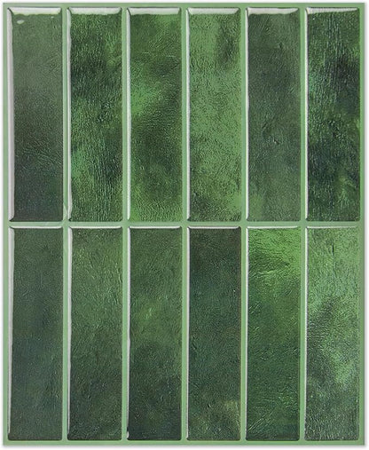 LONGKING 10-Sheet Green Peel and Stick Backsplash Tiles for Kitchen Wall, Kitchen Backsplash Wall Tile, Waterproof Back Splash Stick on Tiles for Bathroom | Peel and stick backsplash, self-adhesive wall tile, Green, waterproof, kitchen bathroom wall, 1...
