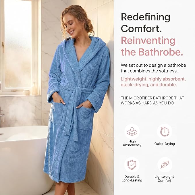 PJGGZ Hooded Bathrobes for Women, Soft Long Towel Robes for Women - Quick Dry yet Warm
