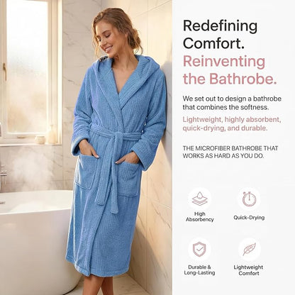 PJGGZ Hooded Bathrobes for Women, Soft Long Towel Robes for Women - Quick Dry yet Warm