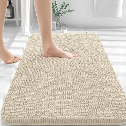 OLANLY Bathroom Rugs 36x24, Extra Soft Absorbent Chenille Bath Rugs | Sand, Quick-Drying Rubber Backing, Machine Washable Bath Mat for Bathroom Floor, Tub and Shower, Home Decor Accessories