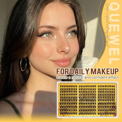 QUEWEL Lash Clusters Wispy Eyelash Clusters 300 Pcs Natural Cluster Eyelash | Extensions C Curl, Mixed Length 10-16mm DIY Individual Lashes Cluster at Home for Countless Stunning Looks (QU45)
