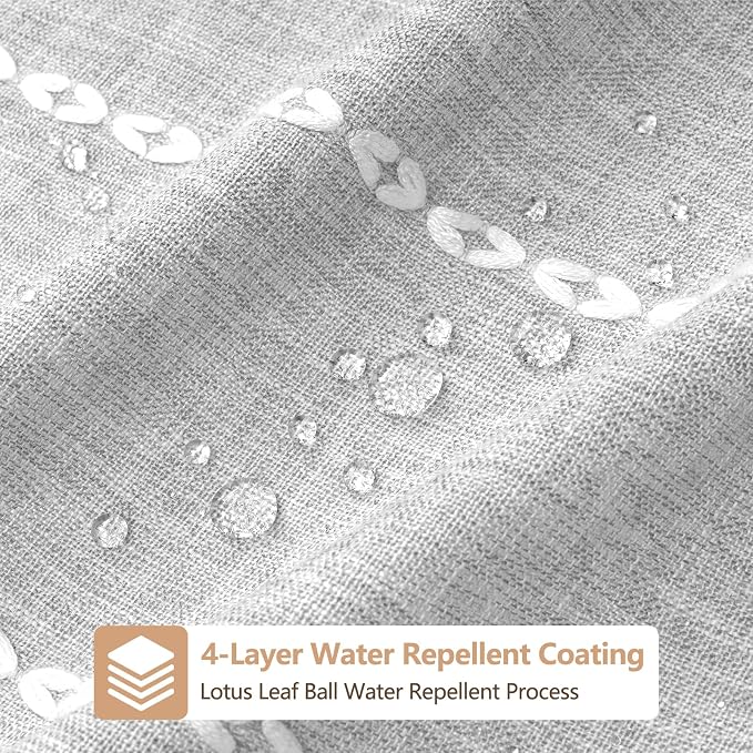 Seenus 72 x 84 inch Extra Long Boho Chic Shower Curtain Heavyweight with Tassels, Grey Linen Textured Fabric Farmhouse Shower Curtain, Elegant Gray & White Striped Bathroom Curtain Water Repellent