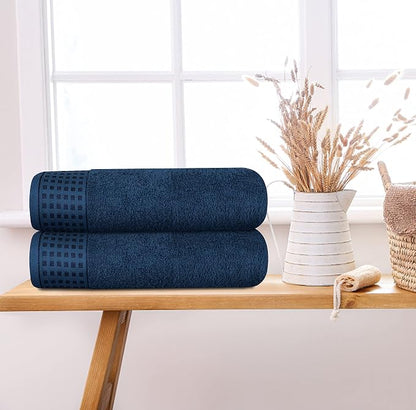 GLAMBURG 100% Cotton 2 Pack Oversized Bath Towel Set 28x55 Inches, Ultra Soft Highly Absorbant Compact Quickdry & Lightweight Large Bath Towels, Ideal for Gym Travel Camp Pool - Mineral Blue