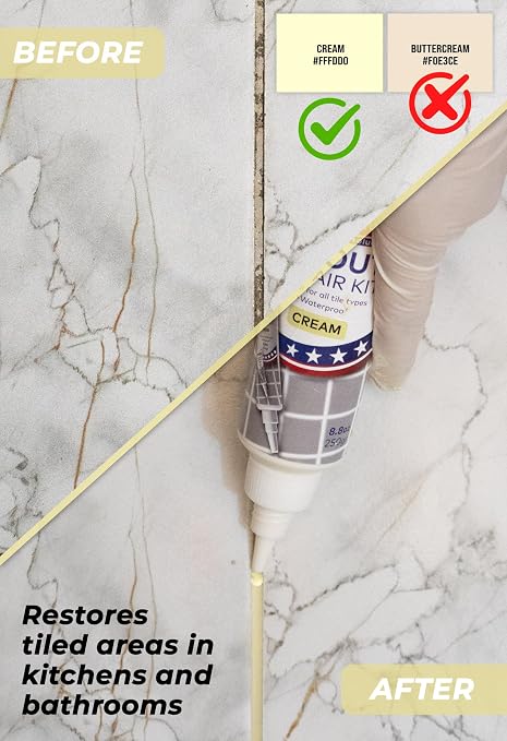 Magic Chems Grout Repair Kit, Cream, Fast Drying Sealer, 8.8 oz | Tile Filler; Restore & Renew