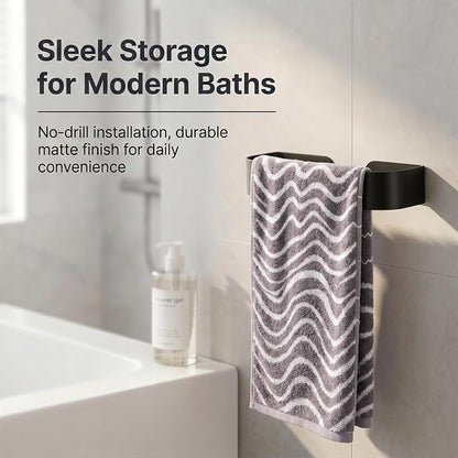 Taozun Hand Towel Holder Black 8.6" Self Adhesive Towel Bar Stainless Steel | No Drill, Unique Square-Round Design, Strong Design Sense, for Bathroom/Kitchen/RV, Renter Friendly, Heavy Duty