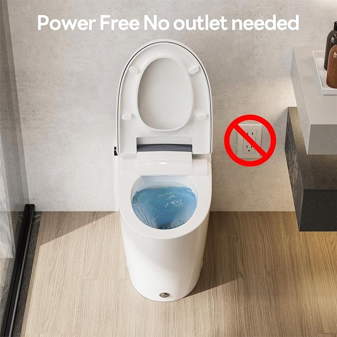 CD-W10V Non-Electric Bidet Toilet, Elongated, Gray | 1000g Powerful Flush Smart Toilet, ADA comfort height, air pressure assisted,soft open/close,Foot-kick Flush,1.0 GPF