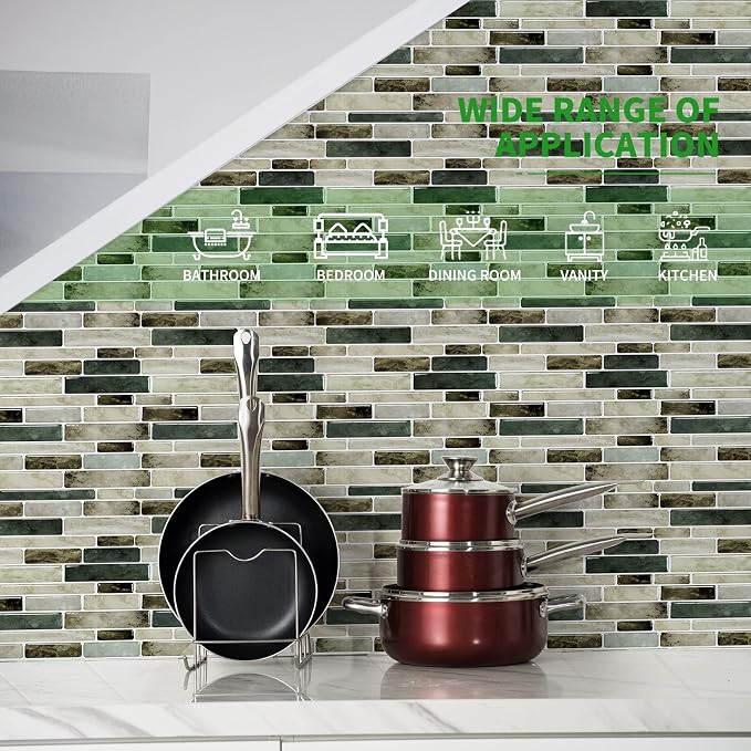 LONGKING Marble Peel and Stick Backsplash for Kitchen, 3D Adhesive Tile Backsplash for Kitchen, Bathroom, Wall Tile, 10 Sheets, 12" x 12" | Peel and stick backsplash, self-adhesive wall tile, marble, waterproof, kitchen bathroom wall, 10-sheet, set D