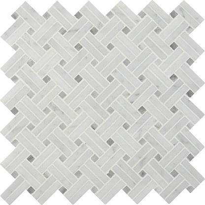 MSI Carrara White Marble Basketweave Mosaic Tile for Kitchen Backsplash, Bathroom Accent Wall, Shower Wall
